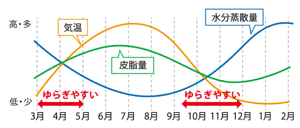 季節と肌状態の変化