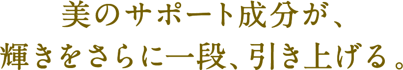 美のサポート成分が、輝きをさらに一段、引き上げる。